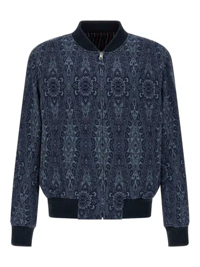 Etro Patterned Bomber Jacket With Ribbed Cuffs And Hem