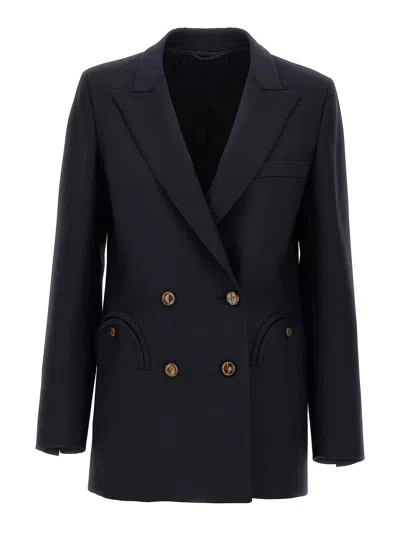 Blazé Milano Tailored Double-breasted Jacket With Pockets In Black