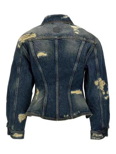 Marc Jacobs Distressed Denim Jacket With Collar And Stitching