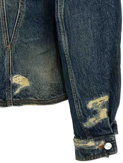 Marc Jacobs Distressed Denim Jacket With Collar And Stitching