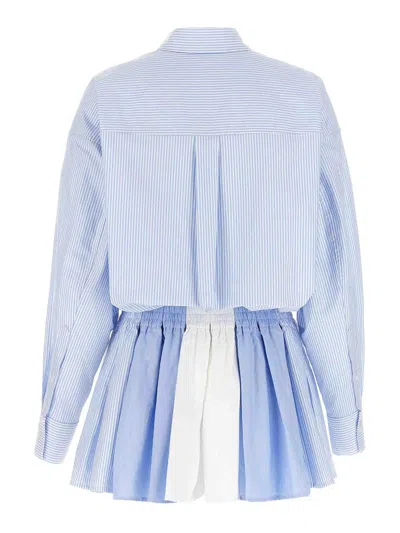 Alexander Wang Pleated Boxer Romper Jumpsuit With Striped Pattern