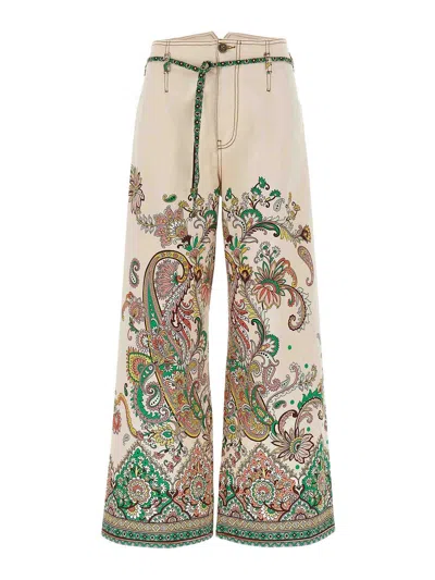 Etro Paisley Print Wide-leg Pants In Multicolour
