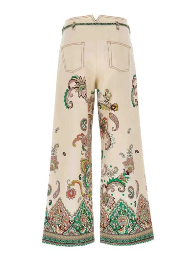 Etro Paisley Print Wide-leg Pants In Multicolour