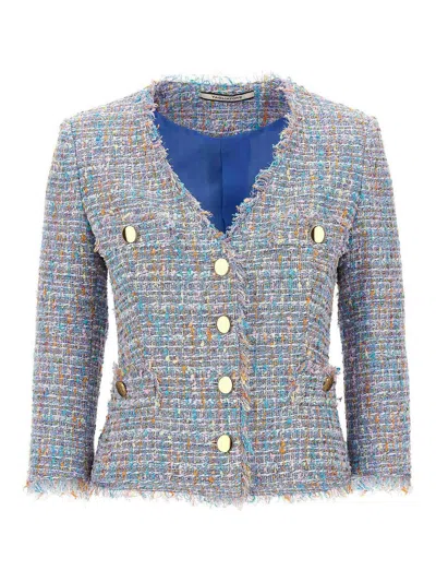 Tagliatore Shoulder Pads Fabric Blazer In Blue