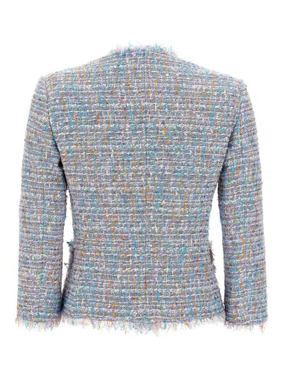 Tagliatore Shoulder Pads Fabric Blazer In Blue
