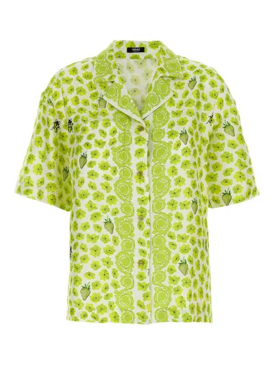 Versace Strawberry Garden Shirt In Green