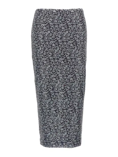 Rotate Birger Christensen Sequined Midi Skirt With Purple Print In Blue