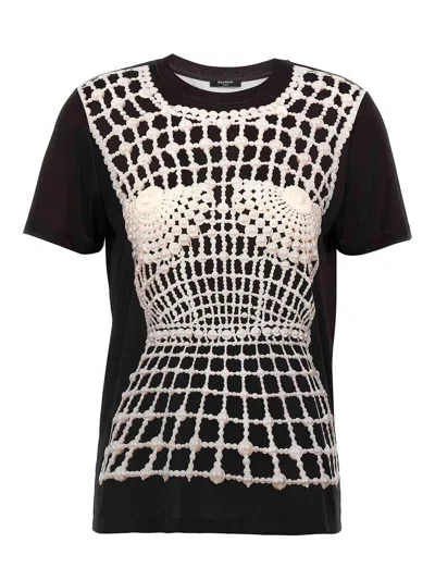 Balmain Flowing T-shirt With Trompe-l'œil Print And Embroidery