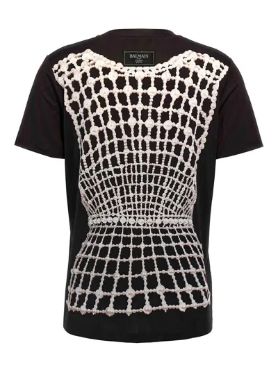 Balmain Flowing T-shirt With Trompe-l'œil Print And Embroidery
