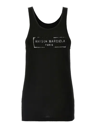 Maison Margiela Sleeveless Cotton Jersey Top In Black