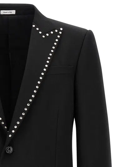 Alexander Mcqueen Wool Studded Blazer In Black