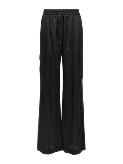 Tom Ford Stretch Silk Satin Flare Leg Cargo Pajama Pants In Black