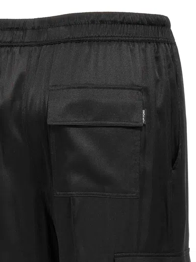 Tom Ford Stretch Silk Satin Flare Leg Cargo Pajama Pants In Black
