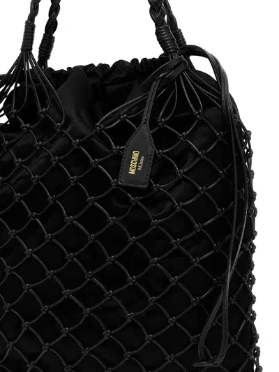 Moschino Women Woven Nappa Leather Shopping Bag In Black