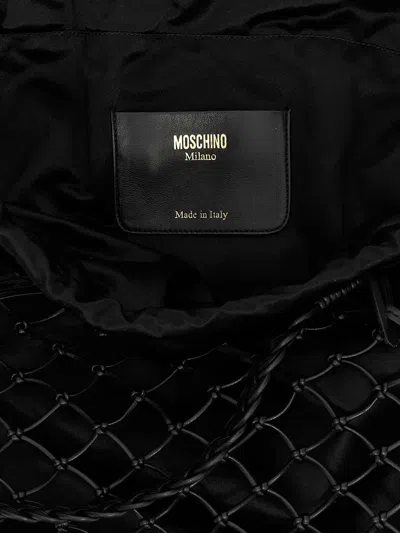 Moschino Women Woven Nappa Leather Shopping Bag In Black