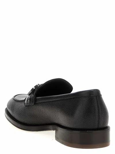 Ferragamo Black Reversible Gancini Ornament Loafers In Nero