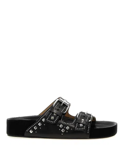Isabel Marant Lennyo Leather Sandals In Black