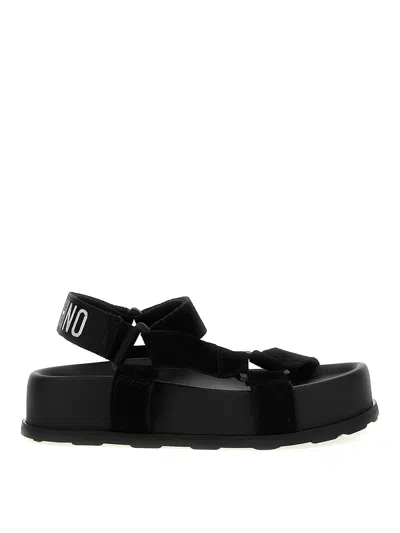 Moschino Sandal With Logo In Black