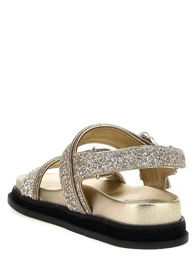 Jimmy Choo Verity Glittered Flat Sandals With Crystal Embellishment