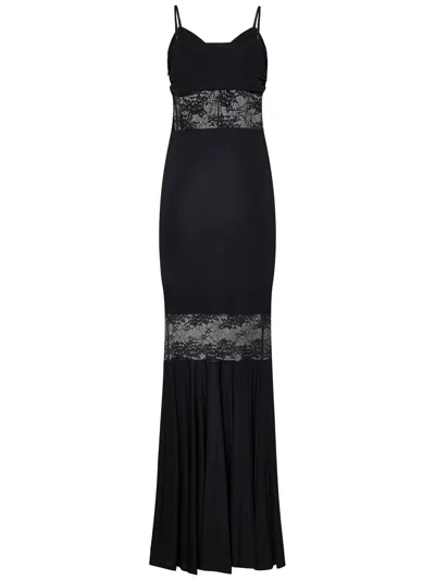 Nina Ricci Mermaid Dress With Lace Inserts In Black