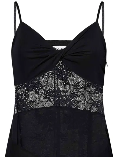 Nina Ricci Mermaid Dress With Lace Inserts In Black