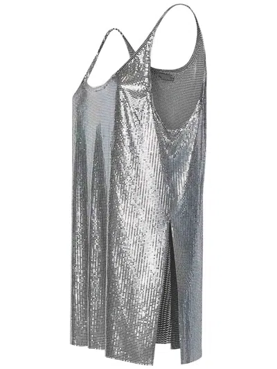 Rabanne Metallic Sleeveless Top With Spaghetti Straps And Chainmail