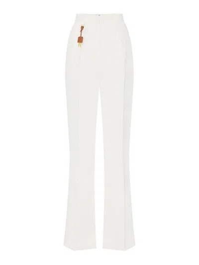Elisabetta Franchi Linen Blend High-waisted Wide-leg Trousers