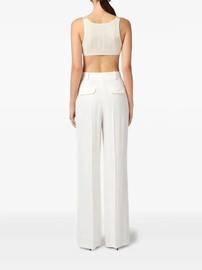 Elisabetta Franchi Linen Blend High-waisted Wide-leg Trousers