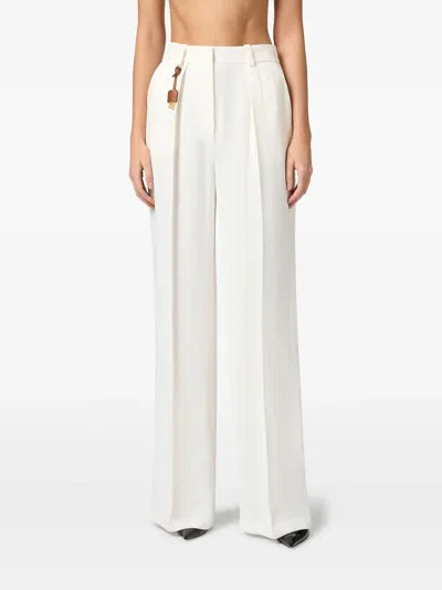 Elisabetta Franchi Linen Blend High-waisted Wide-leg Trousers