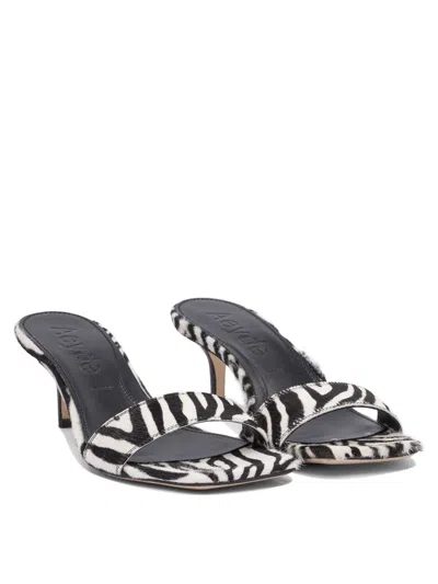 Aeyde Open Toe Kitten Heel Zebra Pattern Sandals