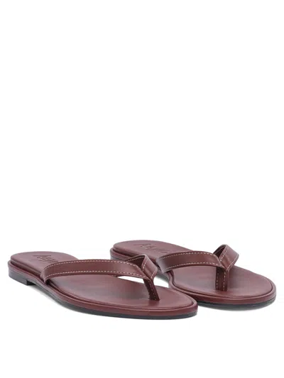 Aeyde Burgundy Melody Leather Toe-post Flip-flops In Red