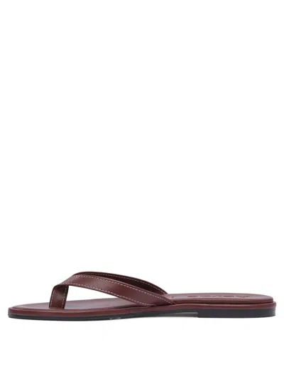 Aeyde Burgundy Melody Leather Toe-post Flip-flops In Red