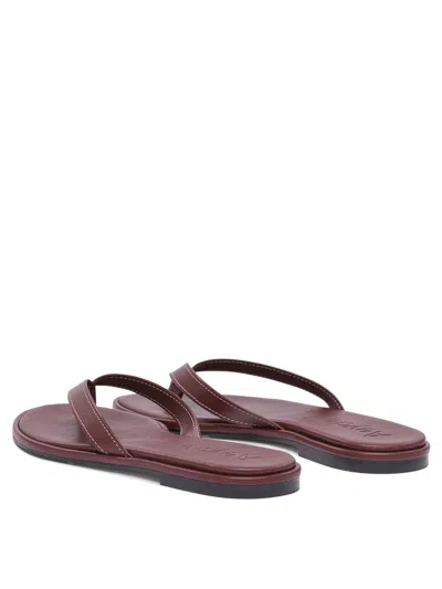 Aeyde Burgundy Melody Leather Toe-post Flip-flops In Red