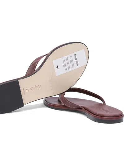 Aeyde Burgundy Melody Leather Toe-post Flip-flops In Red