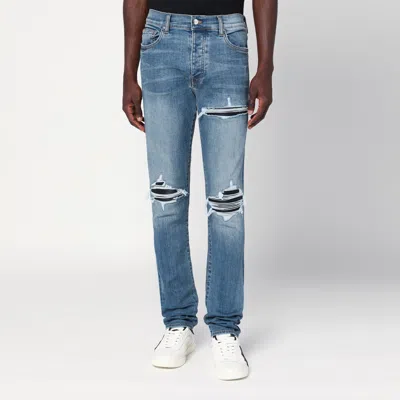 Amiri Mens Dark Indigo Mx1 Distressed Slim-leg Stretch-denim Jeans