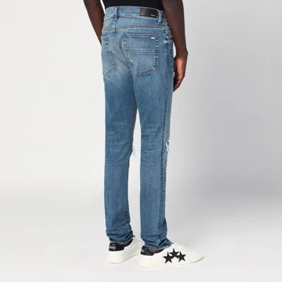 Amiri Mens Dark Indigo Mx1 Distressed Slim-leg Stretch-denim Jeans