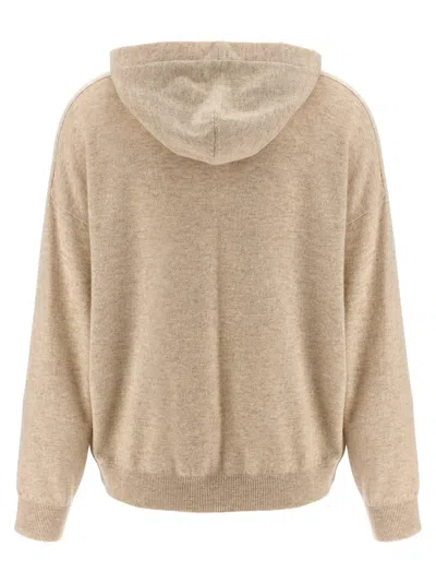 Brunello Cucinelli Relaxed-fit Cashmere Hoodie With Front Zip Closure In Neutral