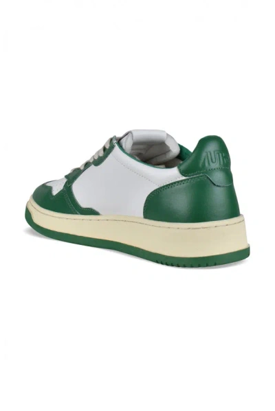 Autry White And Green Two-tone Leather Medalist Low Sneakers