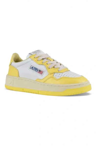 Autry Two-tone Yellow And White Leather Sneakers