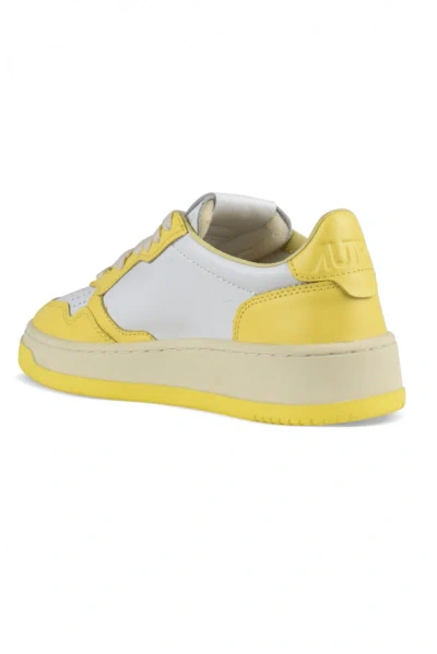 Autry Two-tone Yellow And White Leather Sneakers