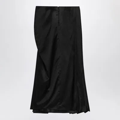 Balenciaga Asymmetric Frayed Gathered Draped Satin Midi Skirt