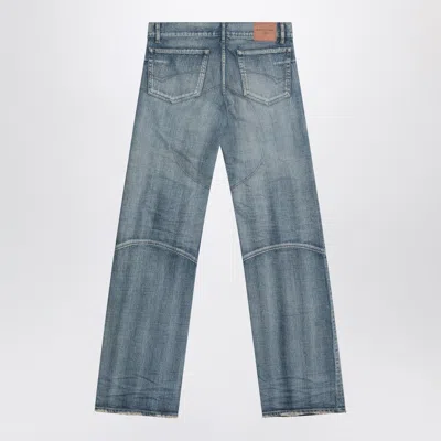 Balenciaga Light Washed Wide-leg Blue Jeans