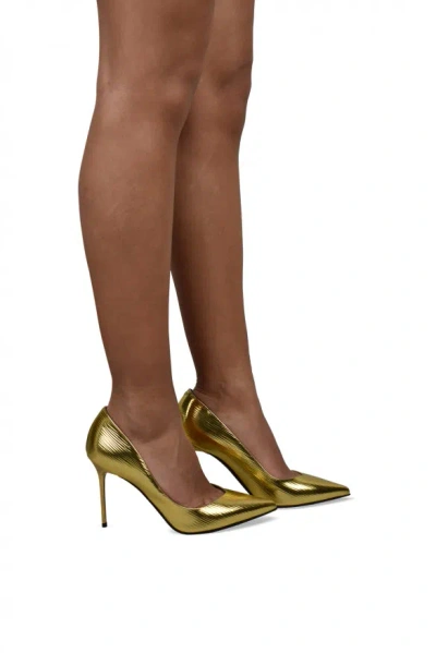 Balmain Metallic Crinkled-leather Pumps