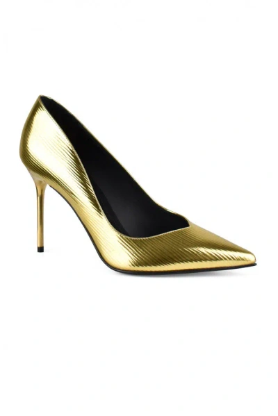 Balmain Metallic Crinkled-leather Pumps