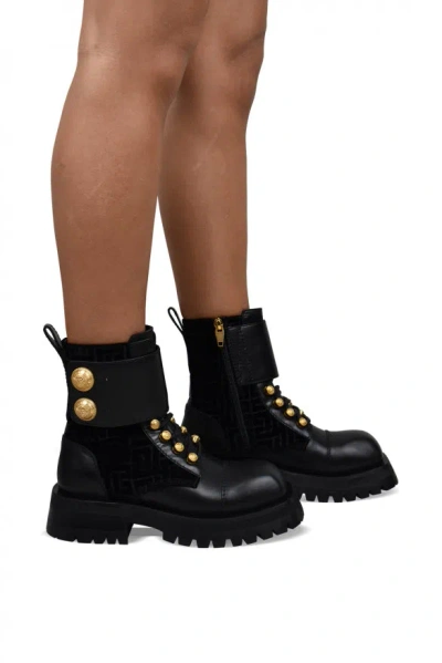 Balmain Embossed-button Detail Ankle Boots