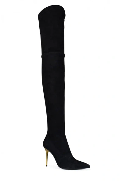Balmain Moneta Monogram Mesh Over-the-knee Boots