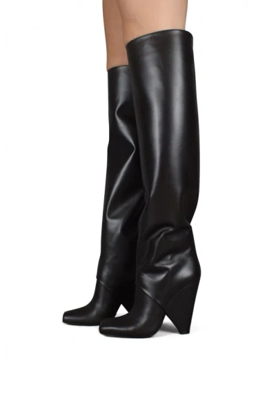 Balmain Woman Knee Boots Black Size 6 Calfskin