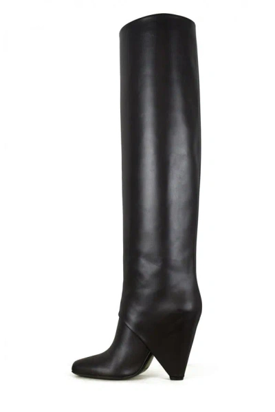 Balmain Woman Knee Boots Black Size 6 Calfskin