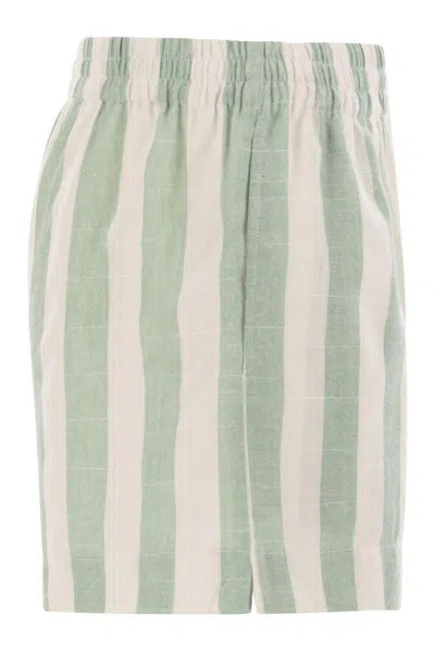 Shop Mc2 Saint Barth Meave - Striped Cotton Shorts