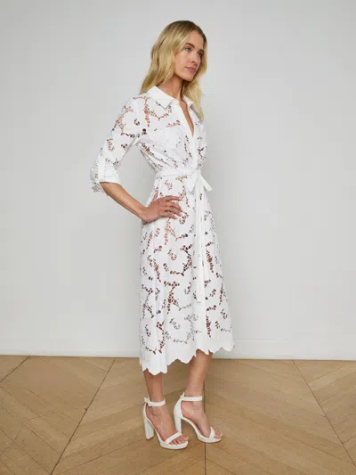 L Agence Emilio Lace Midi Shirt Dress